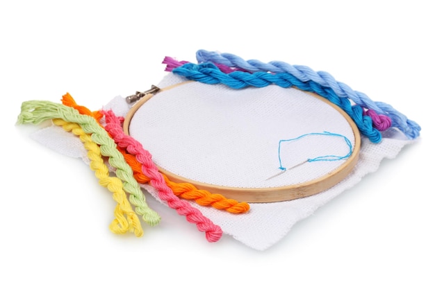 Kolorowe nici i tamborek